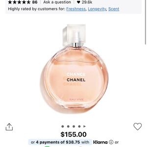 CHANEL Chance Eau Vive Pink Glass Bottle